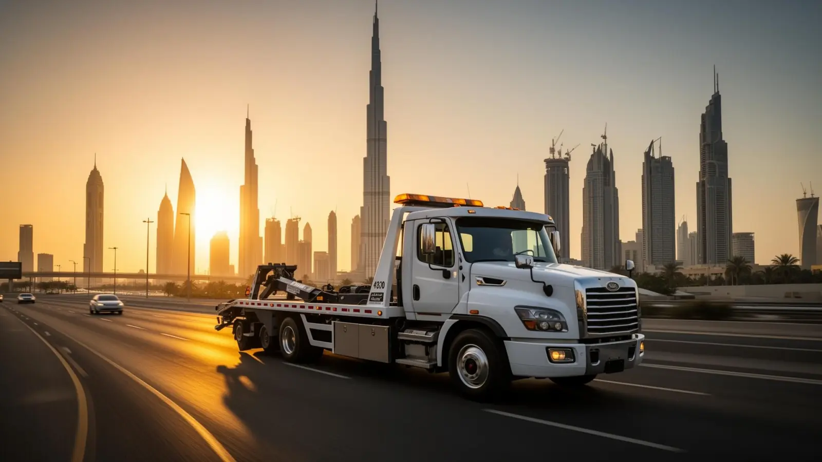 Recovery flatbed truck on Sheikh Zayed Road Dubai